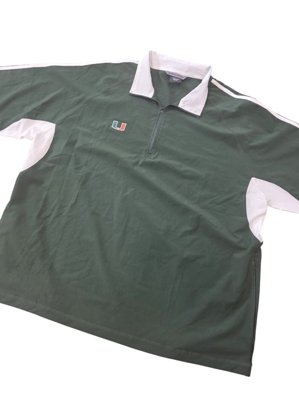 Miami Hurricanes Levelwear Green & White 1/4 Zip Short Sleeve Pullover Shirt XL - Picture 5 of 5
